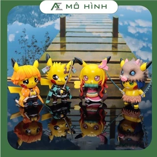 Mô hình Pokemon Pikachu cosplay kimetsu no yaiba đáng yêu dễ thương, figure pokemon anime thanh gươm diệt quỷ trang trí