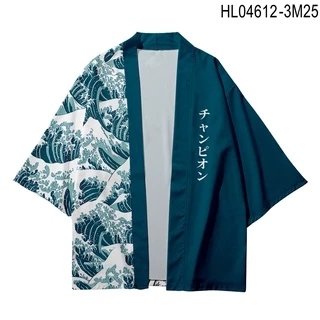 Áo Choàng Kimono In Họa Tiết Gợn Sóng 3D Thời Trang Nhật Bản Dành Cho Nam Nữ