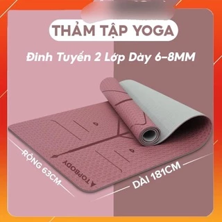 Thảm Yoga Tập Gym Định Tuyến 2 lớp 6 - 8mm cao cấp, gấp gọn, du lịch tiện lợi