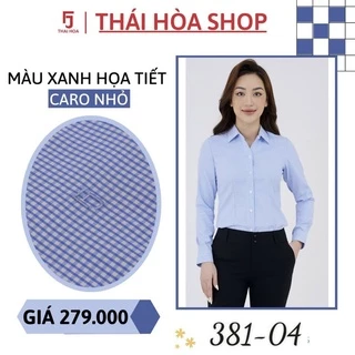 Áo sơ mi Thái Hòa xanh biển nhạt caro nhỏ mã 381-04-01