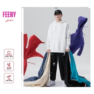 Áo HOODIE nam, Áo khoác hoodie nam TRƠN FEENY màu đen trắng