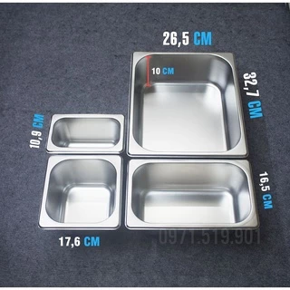 Khay đựng topping, đựng thạch inox 304  cao cấp ( Đã có nắp )