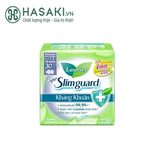 Băng Vệ Sinh Laurier Siêu Mỏng Kháng Khuẩn Super Slimguard 30cm 6 Miếng