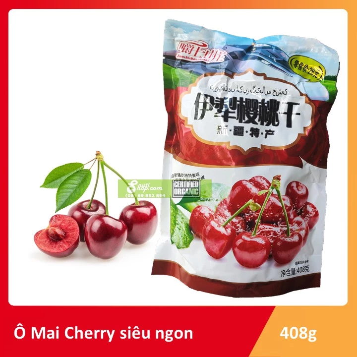 Ô Mai Cherry đỏ sấy khô siêu ngon - Hàng nội địa TQ 408g 1 bịch