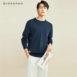 Áo vải dệt kim Giordano cổ tròn sợi chải kỹ thêu hình 18051602