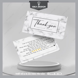 Card Cám Ơn, Card Thank You, Thiệp Cảm Ơn - Size 9x5,4cm - Giấy C300 Cán Màng Mờ 2 Mặt Màu Marble Sang Trọng