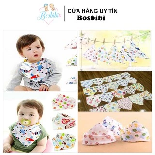 Khăn Yếm Tam Giác 100% Cotton Có Cúc Bấm Cho Bé