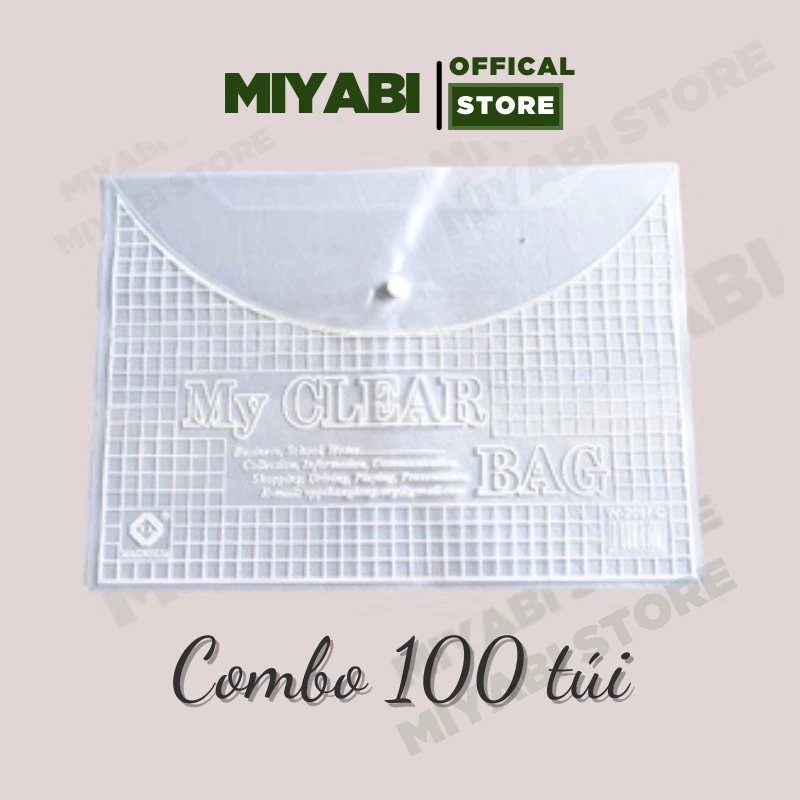 Combo 100 bìa đựng tài liệu văn phòng phẩm giá sỉ khổ F4 trong suốt - Túi đựng tài liệu trung to - MIYABI Store