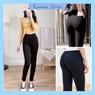 Quần legging dài nữ Kanimi lưng cạp cao nâng mông siêu tôn dáng legging thun ôm bó vải dày dặn bigsize