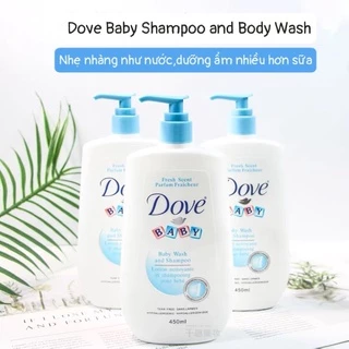 Sữa tắm DOVE 2in1 Tắm+Gội ko làm cay mắt, dưỡng ẩm 450ml/ chai( Made in Canada)