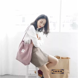 Túi tote vải nhung đeo vai đeo chéo giá rẻ Hàn Quốc đi học đi chơi
