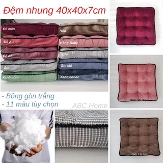 Đệm ngồi bệt, Nệm ghế sofa Nhung tăm nhiều màu 40x40x7cm