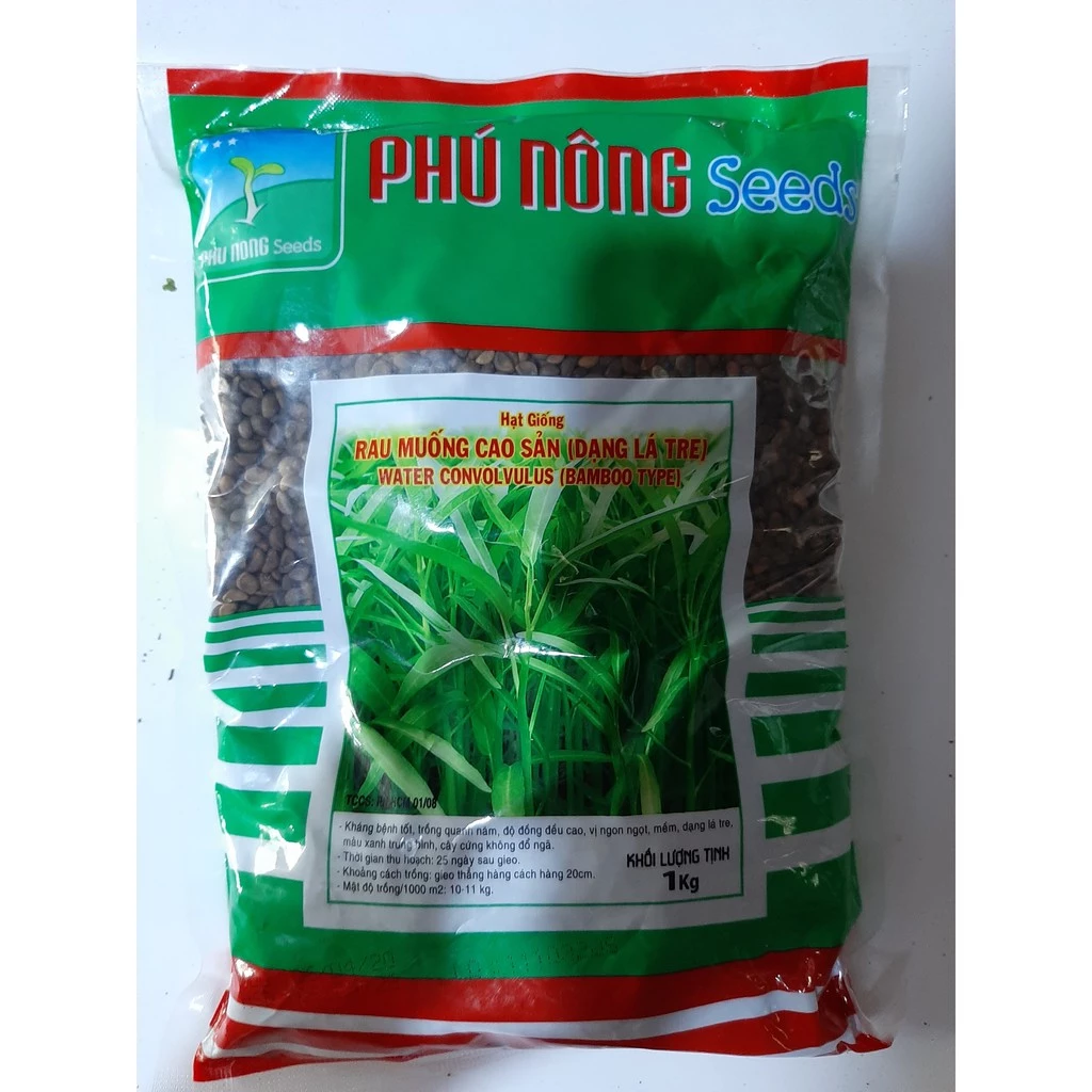 Hạt giống rau muống cao sản (dạng lá tre) Phú Nông (1kg/gói)