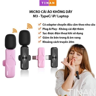 (BH 1 Năm) Micro Thu Âm Kẹp Áo Không Dây TINAN M2/M3 Hỗ Trợ Điện Thoại và Máy Tính