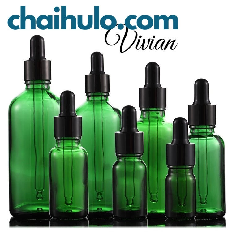 5ml - 10ml Lọ Chiết Mỹ Phẩm Lọ Chiết Serum Mini Chai Lọ Thủy Tinh Đựng Tinh Dầu Màu Xanh lá Nắp Bóp Đen/Vàng Nhỏ Giọt