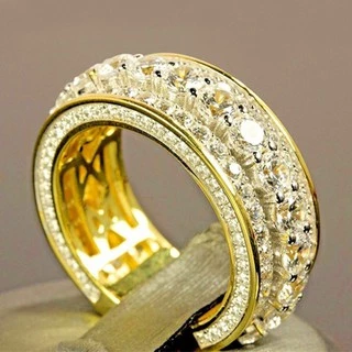 Creative temperament alloy gold color full diamond round ring