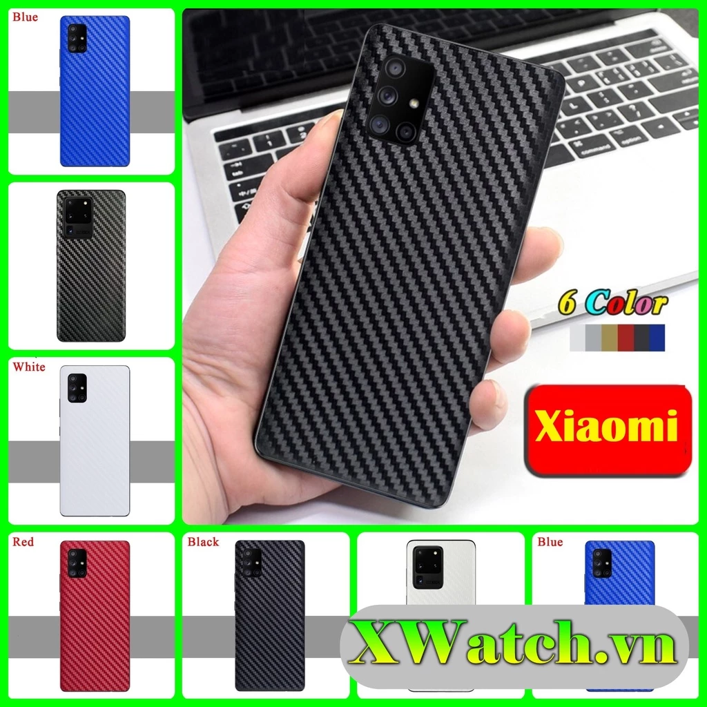 Dán Carbon Màu mặt lưng Xiaomi Redmi K30 4g 5g K30 pro K20/k20 pro Note 9s Note 9 4G Mi 9 Mi 9 se Mi 8 Mi 8 se Mi 8 pro