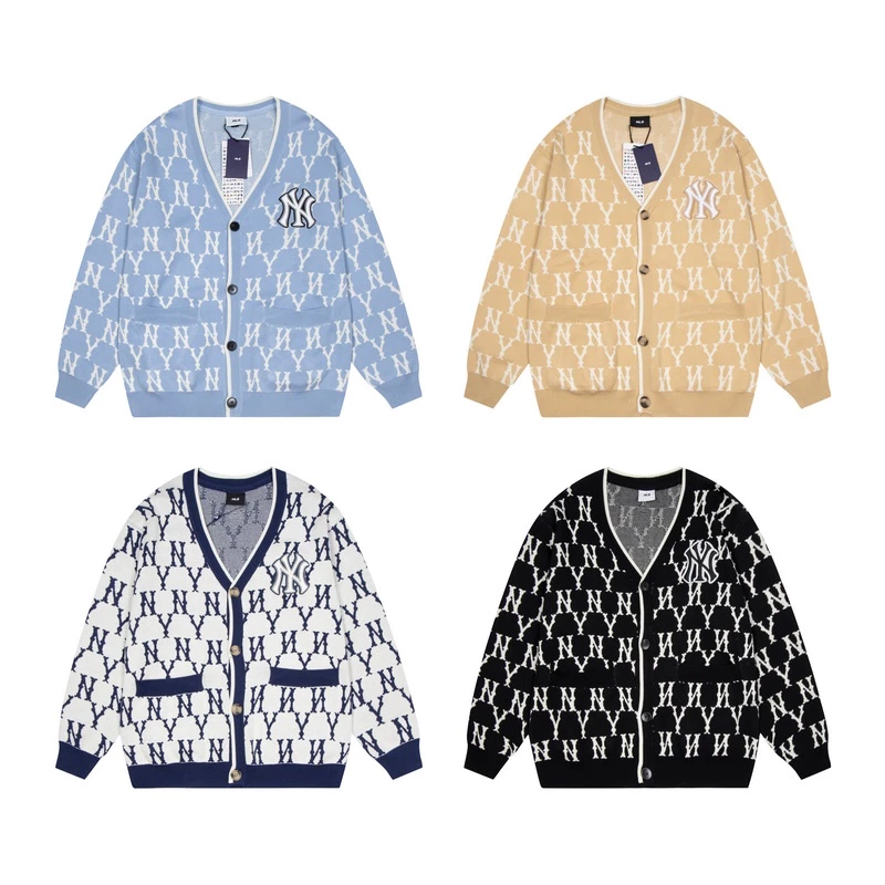 ❤❀ [Hàng Sẵn Sàng] ❤ Mlb Áo Khoác Cardigan Tay Dài Cổ Chữ V Thêu Chữ Thời Trang