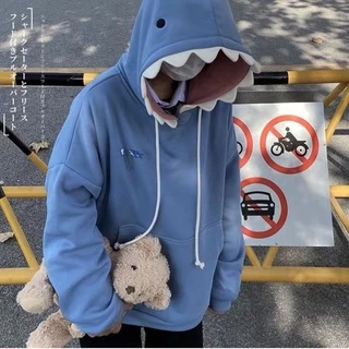 áo hoodie Áo hoodie tay dài dáng rộng thiết kế hình cá mập dễ thương size M-3XL dành cho bạn nam Áo khoác hoodie nỉ siêu rẻ phù hợp nam nữ