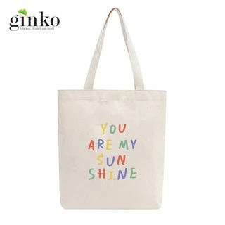 Túi Tote Vải Canvas GINKO Kiểu Basic có dây kéo khóa (có túi con) In Hình You Are My SunShine M29