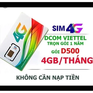 [FREESHIP 50K] Sim 4G Viettel D500  - vào mạng miễn phí cả năm_ưu đãi tốt