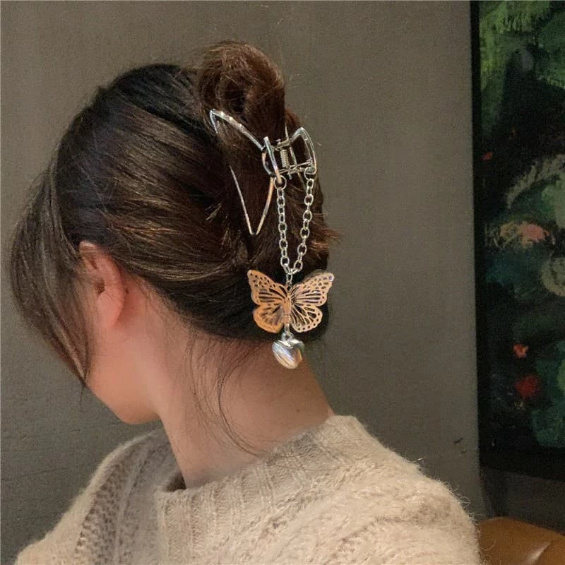 Kẹp tóc càng cua kim loại đính hình bướm 3D Butterfly trend