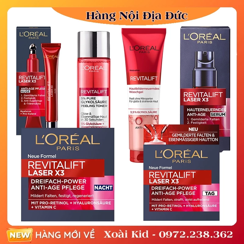 [auth] KEM DƯỠNG DA CHỐNG LÃO HÓA – GIÚP MỜ THÂM NÁM LOREAL REVITALIFT LASER X3, 50ML Nội địa Đức Đủ Bill [Hot]