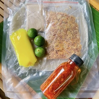 Combo 0.5kg bánh tráng phơi sương (Bánh tráng, sate, hành phi, muối)