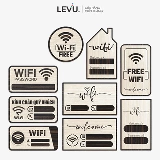 Bảng gỗ decor vintage ghi thông tin wifi trang trí quán chính hãng LEVU