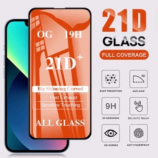 Kính cường lực bảo vệ toàn màn hình 21D thích hợp cho iPhone 15 14 13 12 11 Pro Max 13 Mini XS X XR 6 6S 7 8 Plus SE 2020