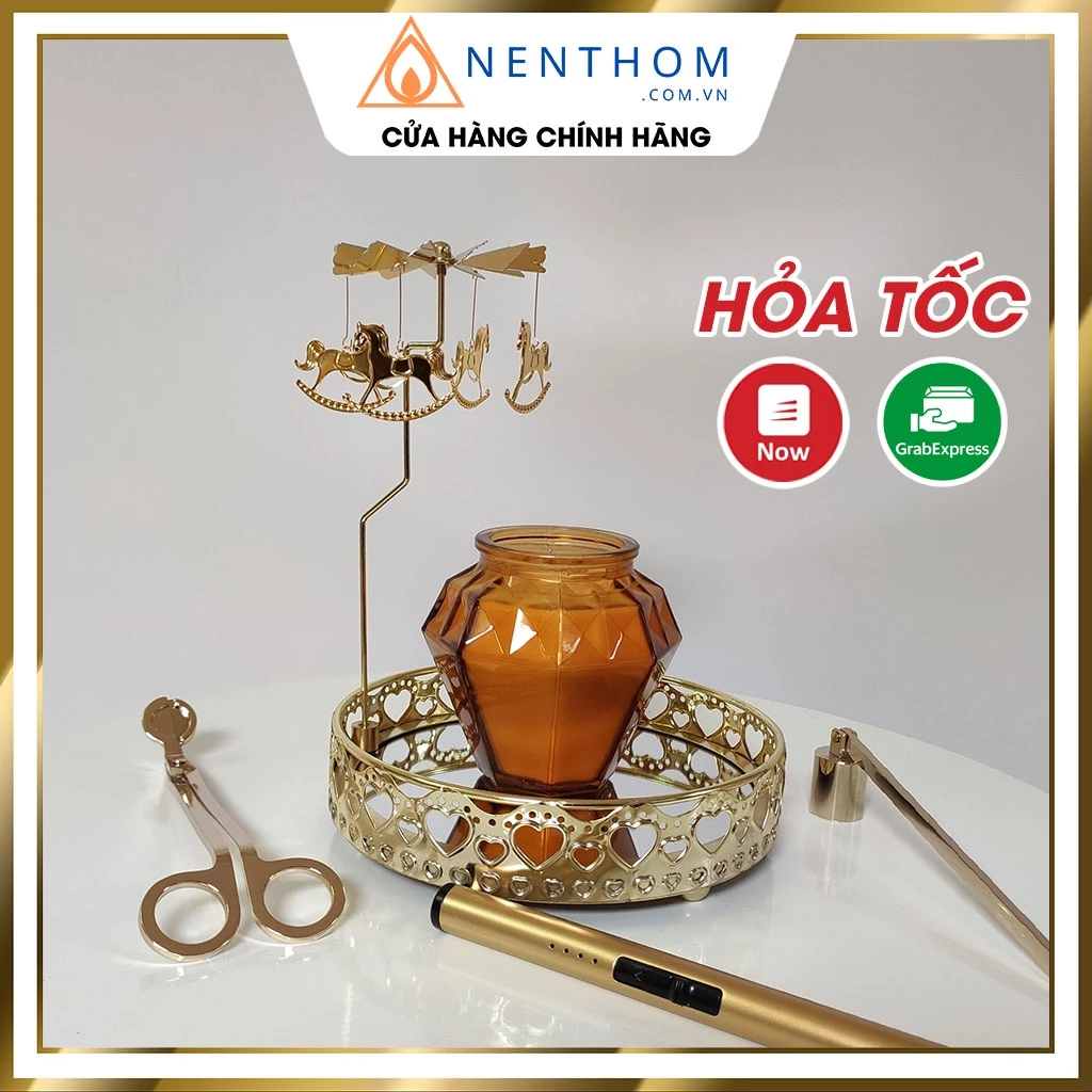 Khay Chong Chóng Mặt Gương Đựng Nến Thơm Size To Cao Cấp, Charm Nhiều Hình - CK03