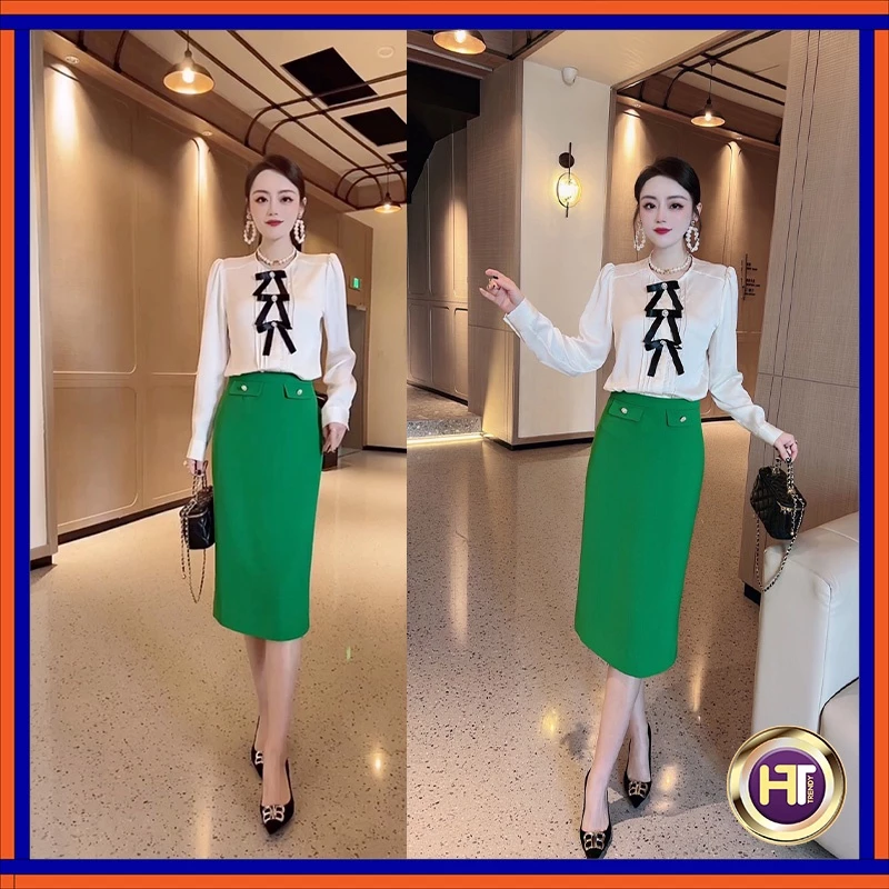Chân Váy Dài lệch tà khóa kéo dáng Chữ A Chân Váy Bút Chì Phong Cách Công Sở Thiết Kế HT TRENDY