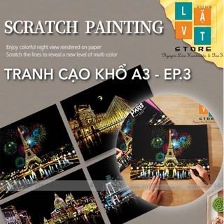 Tranh cạo khổ A3 - Color Night Scene Scratch III, tranh treo tường, trang trí đơn giản, quà tặng, decor nhà.