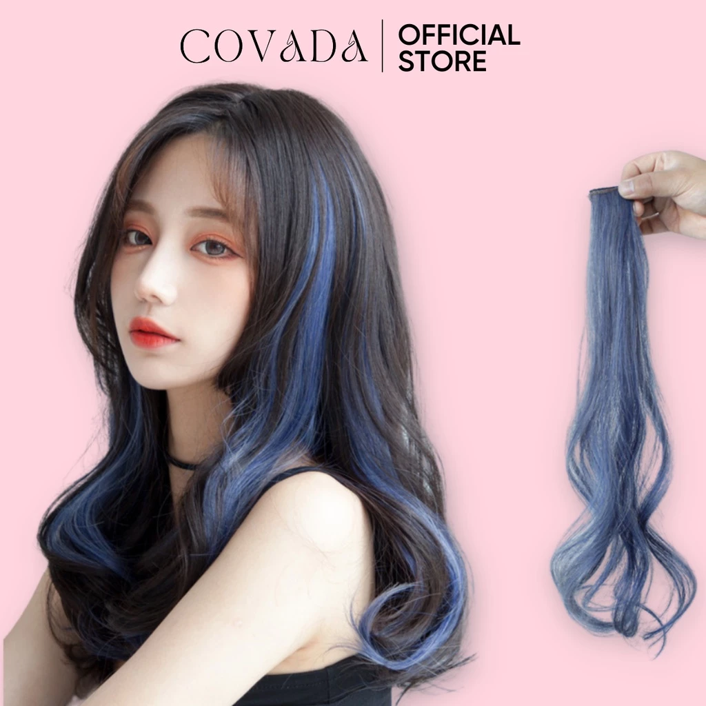 Tóc giả nữ COVADA highlight kẹp dải xoăn dài cá tính TG18