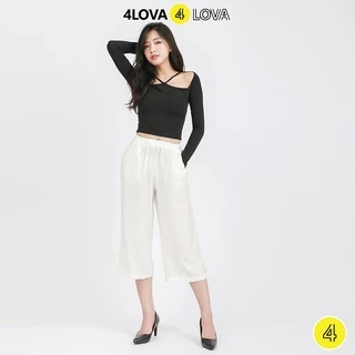 Quần lửng ống rộng culottes 4LOVA chất vải đũi xước cao cấp thoáng mát diện hè cho nữ