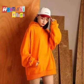 Áo Khoác Hoodie Trơn Ulzzang Unisex Màu Cam Tươi Chất Nỉ Bông Cao Cấp Dáng Rộng Nam Nữ - MM