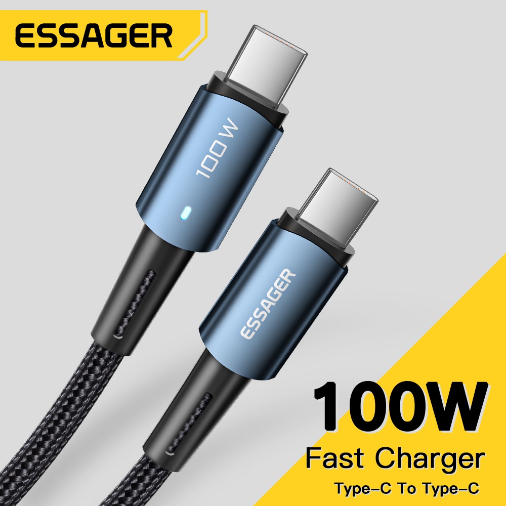 Cáp sạc nhanh ESSAGER PD 100w/ 60W 5A type C hỗ trợ AFC QC4.0 3.0 Cho MBk pro…