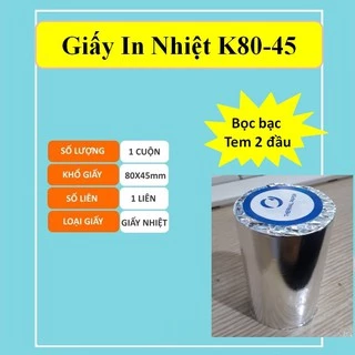 Giấy in nhiệt K80, giấy in bill OJI, khổ 80x45 mm, 1 cuộn [Công Nghệ Nhật Bản] - Giấy in bill K80x45, POS cầm tay