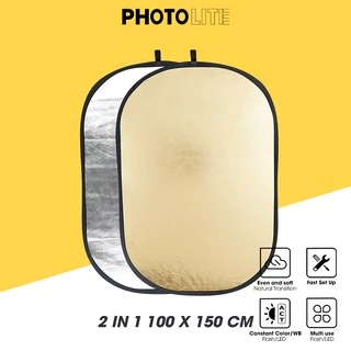 Tấm hắt sáng chữ nhật 2 trong 1 100x150 cm Photolite PA064 vàng/bạc gấp gọn hỗ trợ chụp ảnh nhanh chóng