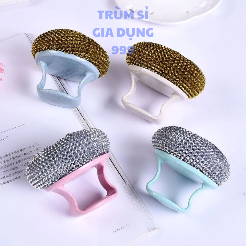 combo 2 dụng cụ chùi xoong có tay cằm có thể tháo rời, dụng cụ rửa chén vệ sinh xoong nồi