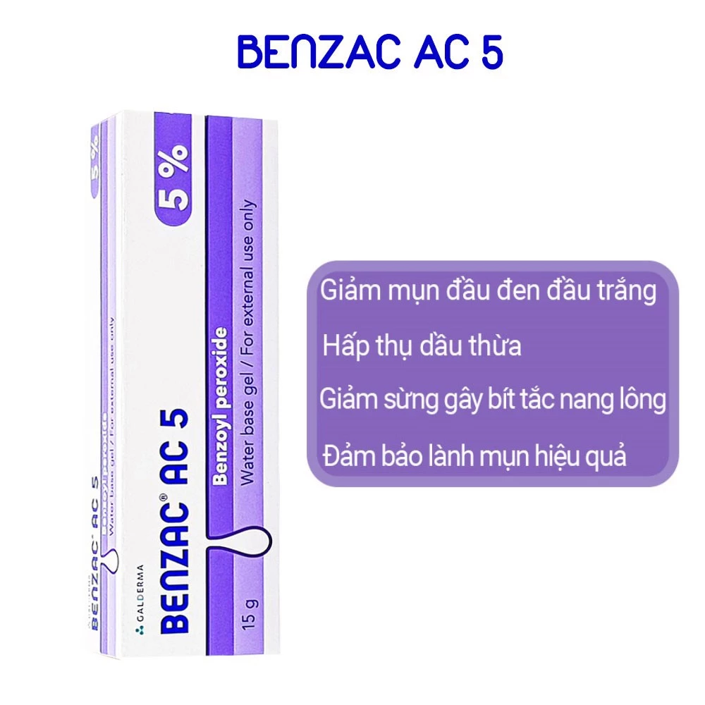 Kem giảm mụn Benzac AC 5%, dermaforte gel