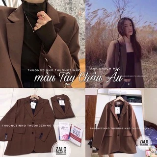 [Ảnh thật/Video] Áo khoác blazer màu Tây Châu Âu Áo blazer 2 lớp túi nắp hàng Quảng Châu