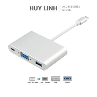 Hub chuyển USB 3.1 Type-C ra VGA USB 3.0 và PD 25W có hỗ trợ Dex - HL257 3 IN 1