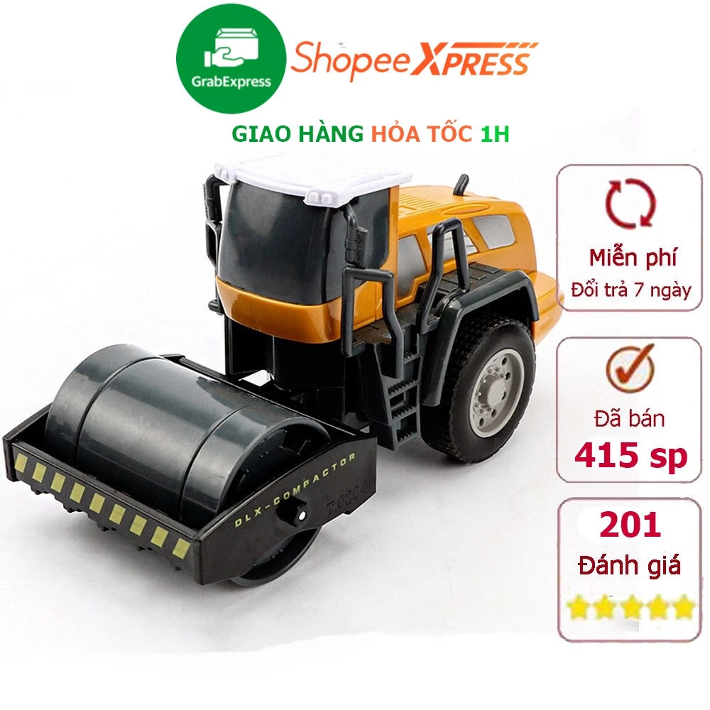 Xe đồ chơi cho bé mô hình xe lu chất liệu nhựa an toàn, chi tiết sắc sảo, bền đẹp