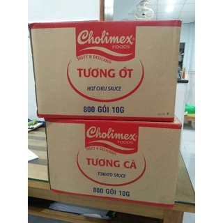 (Chính hãng) Thùng tương ớt / tương cà cholimex gói 10gr - thùng 800 gói (9.05kg)