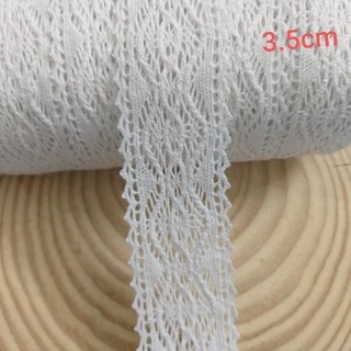 Ren  cotton ,màu trắng sáng,size 3.5cm (2 mét)