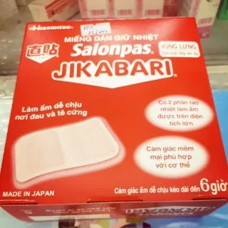 Miếng Dán Giữ Nhiệt Salonpas JiKABARI: giảm đau bụng kinh. Giữ âm cơ thể khi lạnh.