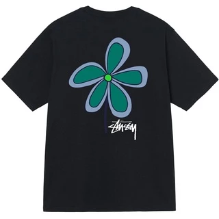 Stussy Áo Thun Cotton Ngắn Tay In Hoa Thời Trang Unisex