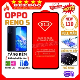 Kính cường lực Oppo Reno 5/ 5G - Siêu chuẩn 100% - Full màn hình 11D và trong suốt - Độ cứng 9H [Free Ship 50K], [FL14]