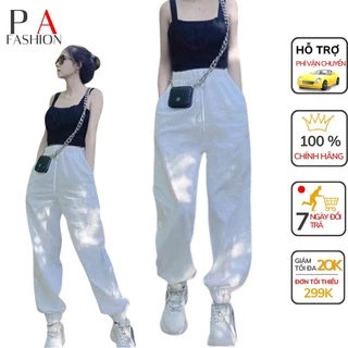 Quần jogger nữ dài bo gấu vải đũi tơ siêu mát cạp chun form unisex